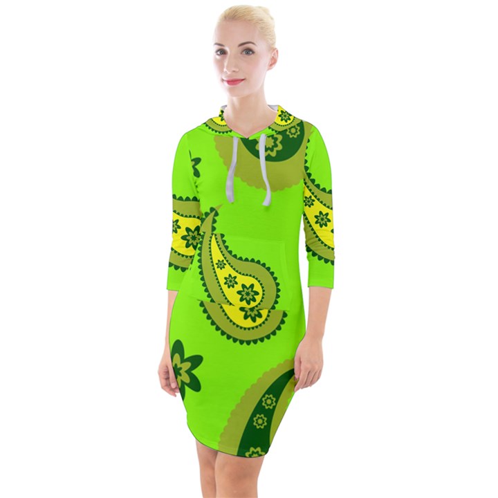 Floral pattern paisley style Paisley print  Doodle background Quarter Sleeve Hood Bodycon Dress