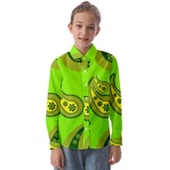 Floral Pattern Paisley Style Paisley Print  Doodle Background Kids  Long Sleeve Shirt