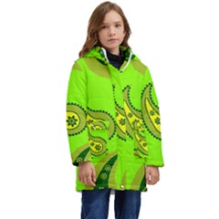 Floral Pattern Paisley Style Paisley Print  Doodle Background Kid s Hooded Longline Puffer Jacket