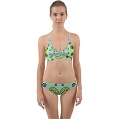 Floral Pattern Paisley Style  Wrap Around Bikini Set by Eskimos