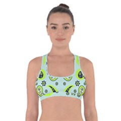 Floral Pattern Paisley Style  Cross Back Sports Bra by Eskimos