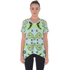 Floral Pattern Paisley Style  Cut Out Side Drop Tee by Eskimos