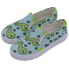 Floral Pattern Paisley Style  Kids  Canvas Slip Ons by Eskimos