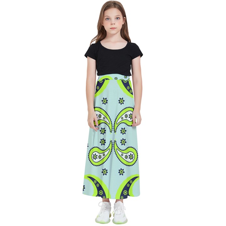 Floral pattern paisley style  Kids  Flared Maxi Skirt