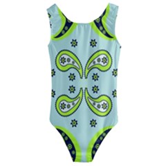 Floral Pattern Paisley Style  Kids  Cut-out Back One Piece Swimsuit by Eskimos