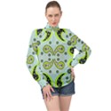 Floral pattern paisley style  High Neck Long Sleeve Chiffon Top View1