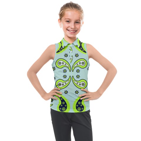 Floral Pattern Paisley Style  Kids  Sleeveless Polo Tee by Eskimos