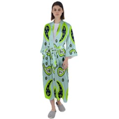 Floral Pattern Paisley Style  Maxi Satin Kimono by Eskimos