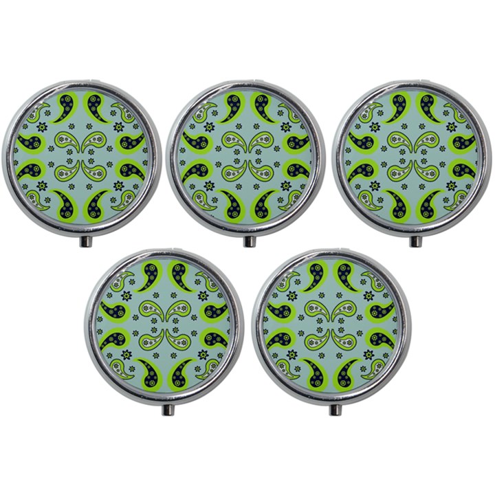 Floral pattern paisley style  Mini Round Pill Box (Pack of 5)