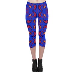 Floral Pattern Paisley Style  Capri Leggings  by Eskimos