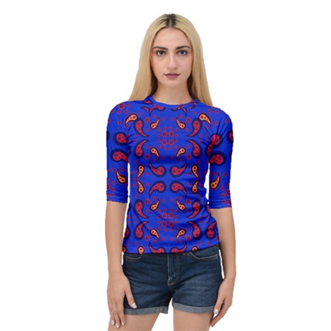 Floral Pattern Paisley Style  Quarter Sleeve Raglan Tee by Eskimos