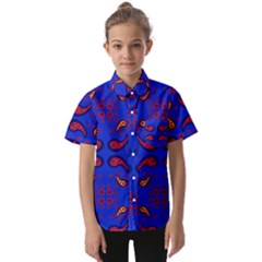 Floral Pattern Paisley Style  Kids  Short Sleeve Shirt by Eskimos