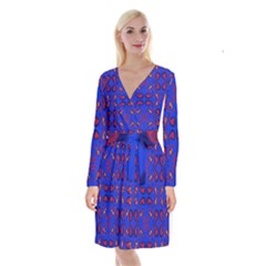 Floral Pattern Paisley Style  Long Sleeve Velvet Front Wrap Dress by Eskimos