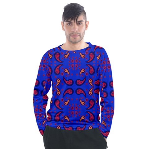 Floral Pattern Paisley Style  Men s Long Sleeve Raglan Tee by Eskimos