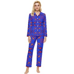 Floral Pattern Paisley Style  Womens  Long Sleeve Velvet Pocket Pajamas Set by Eskimos