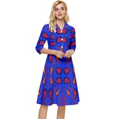 Floral Pattern Paisley Style  Classy Knee Length Dress