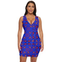 Floral Pattern Paisley Style  Draped Bodycon Dress