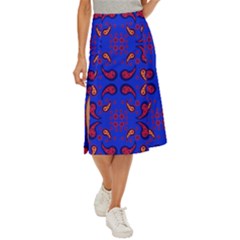 Floral Pattern Paisley Style  Midi Panel Skirt