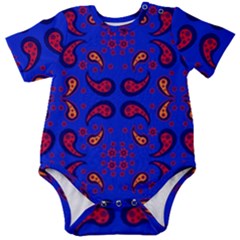 Floral Pattern Paisley Style  Baby Short Sleeve Onesie Bodysuit by Eskimos