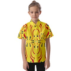 Floral Folk Damask Pattern  Kids  Short Sleeve Shirt by Eskimos