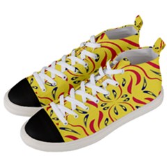 Floral Folk Damask Pattern  Men s Mid-top Canvas Sneakers by Eskimos