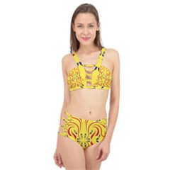 Floral Folk Damask Pattern  Cage Up Bikini Set by Eskimos