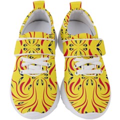 Floral Folk Damask Pattern  Kids  Velcro Strap Shoes by Eskimos