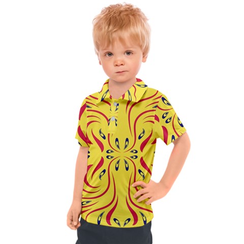 Floral Folk Damask Pattern  Kids  Polo Tee by Eskimos