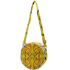 Floral Folk Damask Pattern  Crossbody Circle Bag by Eskimos