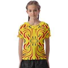 Floral Folk Damask Pattern  Kids  Frill Chiffon Blouse by Eskimos