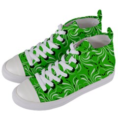 Floral Folk Damask Pattern  Women s Mid-top Canvas Sneakers by Eskimos