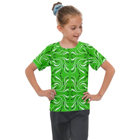 Floral Folk Damask Pattern  Kids  Mesh Piece Tee by Eskimos