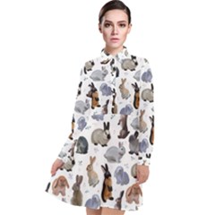 Funny Bunny Long Sleeve Chiffon Shirt Dress by SychEva