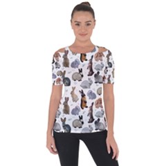 Funny Bunny Shoulder Cut Out Short Sleeve Top by SychEva