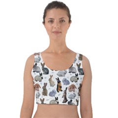 Funny Bunny Velvet Crop Top by SychEva