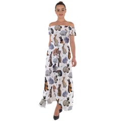 Funny Bunny Off Shoulder Open Front Chiffon Dress by SychEva