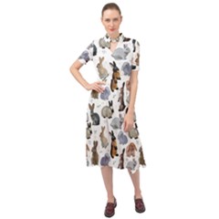 Funny Bunny Keyhole Neckline Chiffon Dress by SychEva