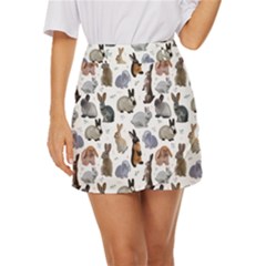 Funny Bunny Mini Front Wrap Skirt by SychEva