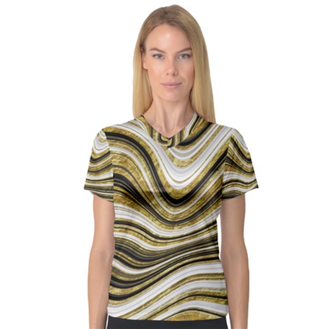 Gold Glitter Marble Background 2 V-neck Sport Mesh Tee by befabulous