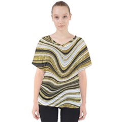 Gold Glitter Marble Background 2 V-neck Dolman Drape Top by befabulous