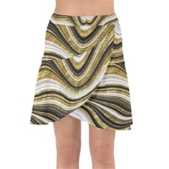 Gold Glitter Marble Background 2 Wrap Front Skirt