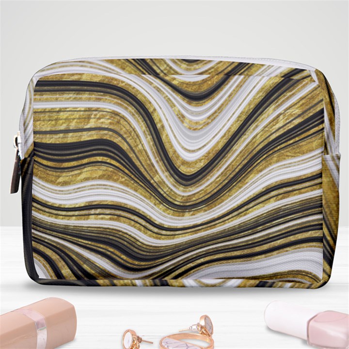 Gold Glitter Marble Background 2 Make Up Pouch (Medium)