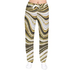 Gold Glitter Marble Background 2 Women Velvet Drawstring Pants by befabulous