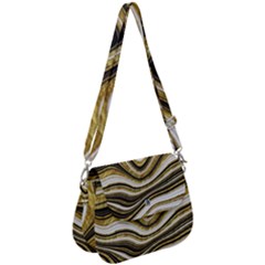 Gold Glitter Marble Background 2 Saddle Handbag by befabulous