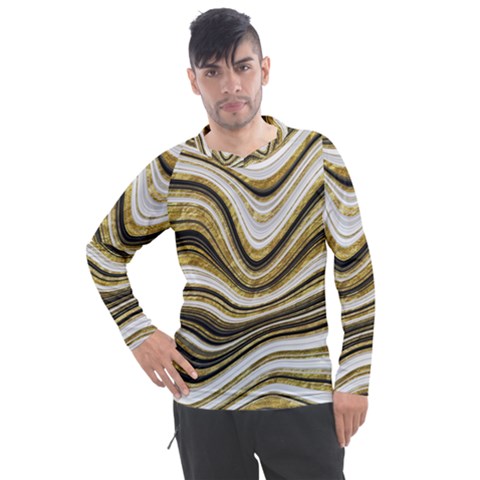 Gold Glitter Marble Background 2 Men s Pique Long Sleeve Tee by befabulous