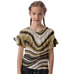 Gold Glitter Marble Background 2 Kids  Cut Out Flutter Sleeves by befabulous