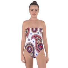 Paisley Pattern Tie Back One Piece Swimsuit