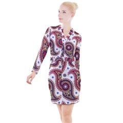 Paisley Pattern Button Long Sleeve Dress by befabulous