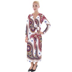 Paisley Pattern Velvet Maxi Wrap Dress by befabulous