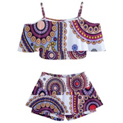 Paisley Pattern Kids  Off Shoulder Skirt Bikini by befabulous